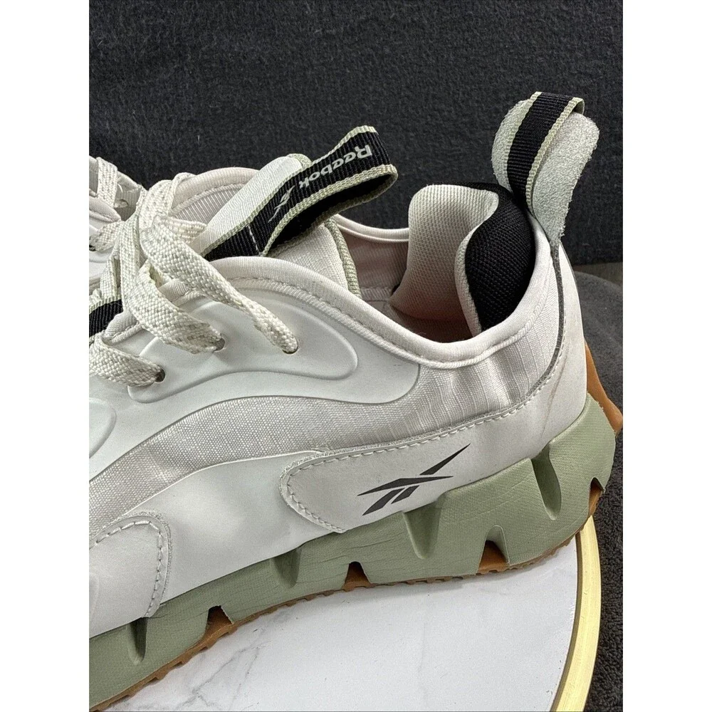 Reebok Zig Dynamica 2 Mens 11.5 White Green Gum Running Shoes Athletic Sneakers